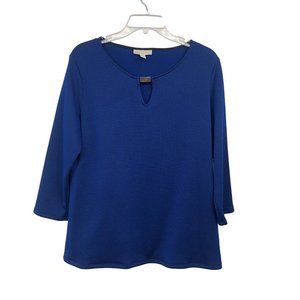 Dana Buchman Blouse Womens L Used Blue Black